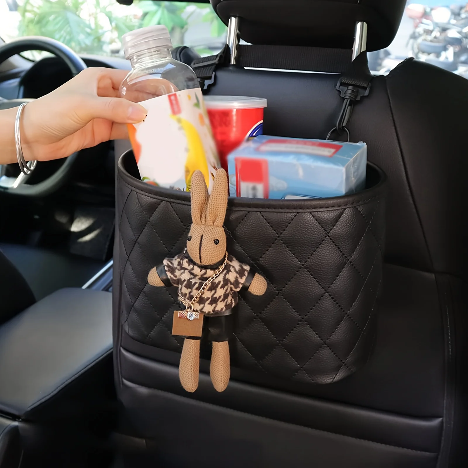 Car Goods Storage Bag Car Trash Can for Back Seat Garbage Bin Storage Box Multi-Functional Storage Organizer Auto Accessories