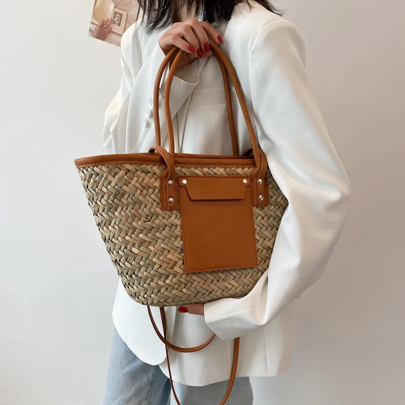 New Beach Basket Summer Bag Straw Bag Fashion Beach Bags Big Rattan Shoulder Bags Large Capacity Woven Bag Handmade Handbags