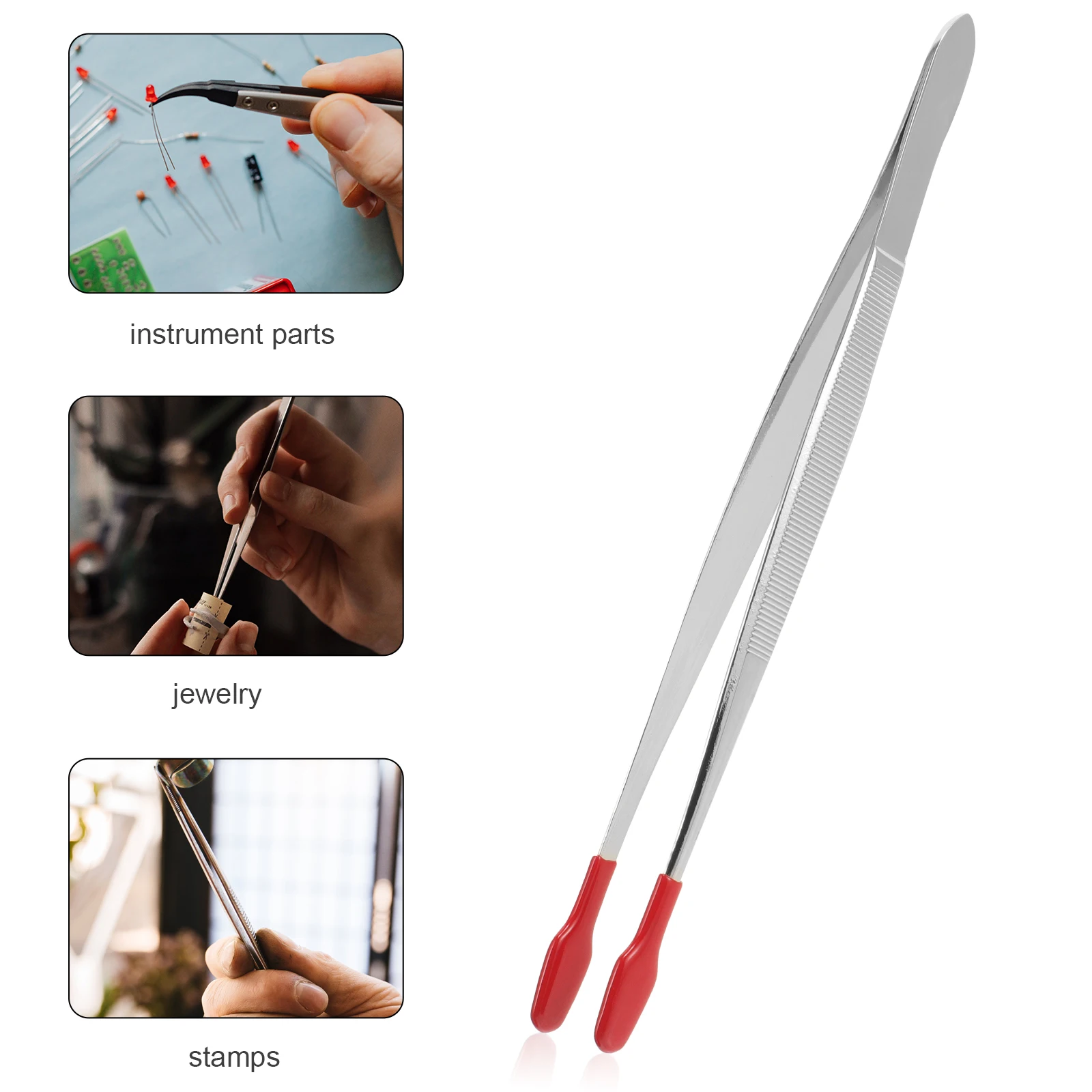 المطاط المغلفة ملاقط من الفولاذ المقاوم للصدأ ملاقط طويلة للحرف اليدوية ختم عملة مجوهرات جامع ختم الملقط ملقط #6