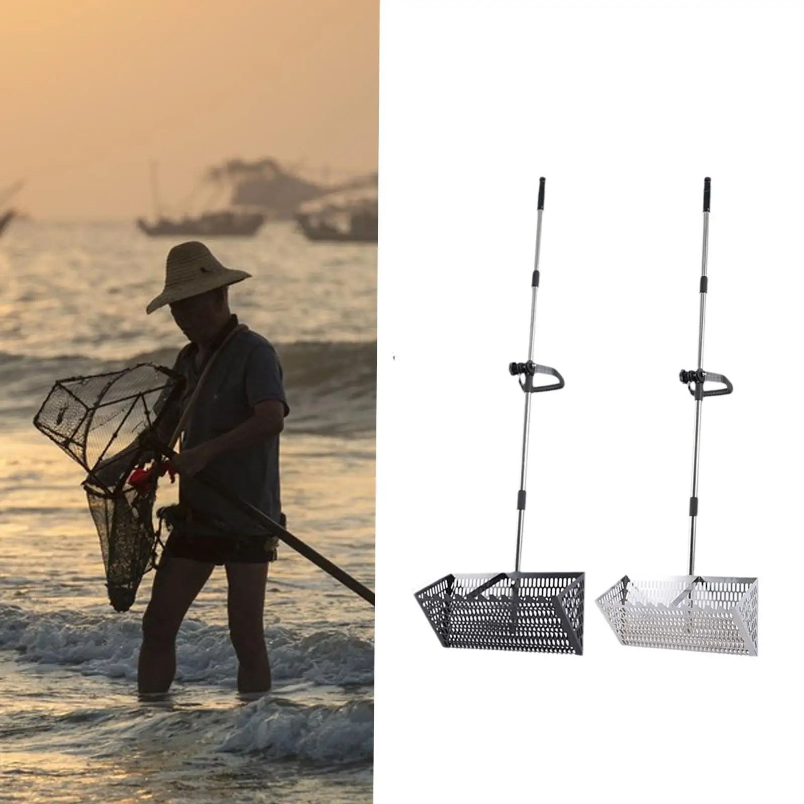 

Sand Rake Carbon Steel Premium Convenient Telescopic Handle Beach Sifter