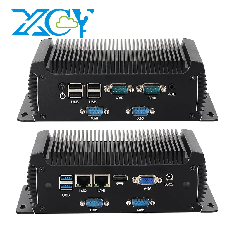 كمبيوتر صناعي 6x COM 2x إيثرنت Mini PCIe توسيع WiFi 4G HDMI VGA 6xUSB GPIO Intel i5 4200U معالج Windows Linux