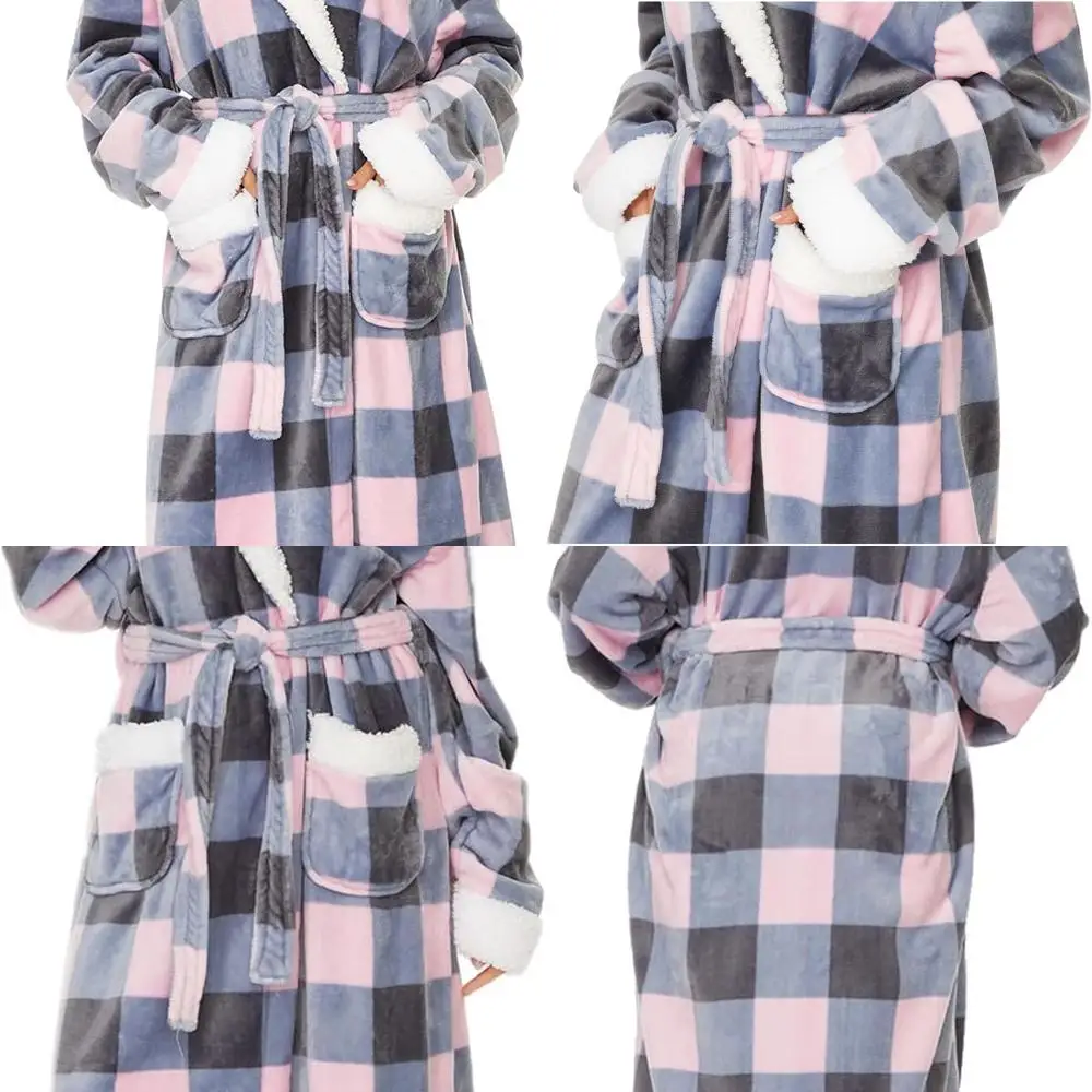 

Women's Plush Fleece Bathrobe, Long Hooded Fuzzy Robe for Warm and Soft Comfort