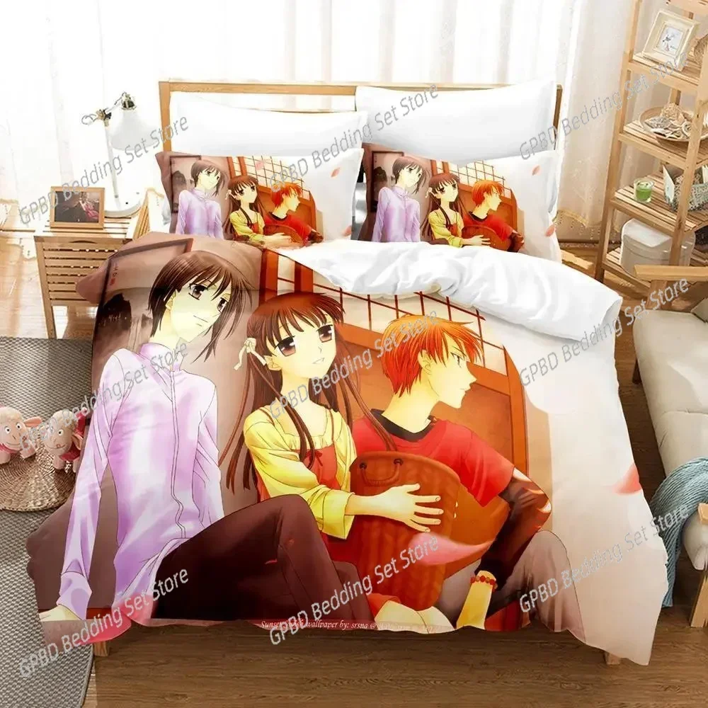 3d Print Anime Fruits Basket Comfortable Duvet Quilt Cover Pillowcase Bedding Set Children Bedroom Decoration Home Textile