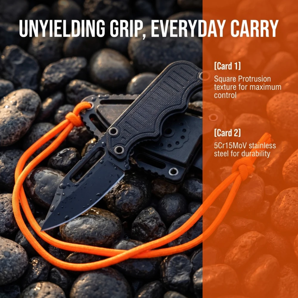 Edc Pocket Carry Fixed Blade - Lightweight Mini Full Tang Fixed‑Blade Knife,