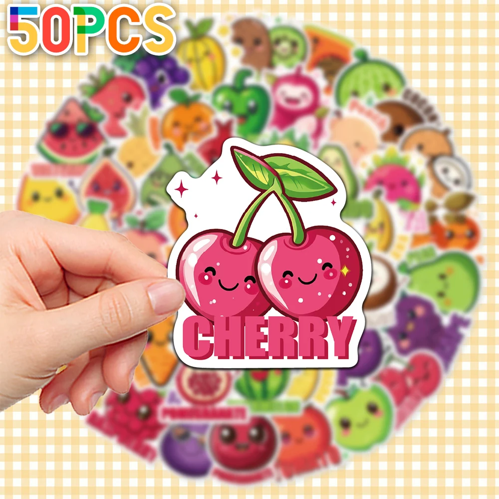 50 stuks groente- en fruitdecoratieve stickers voor nieuwjaarscadeaufeeststickers Terug naar school laptop mobiele telefoon case skateboard