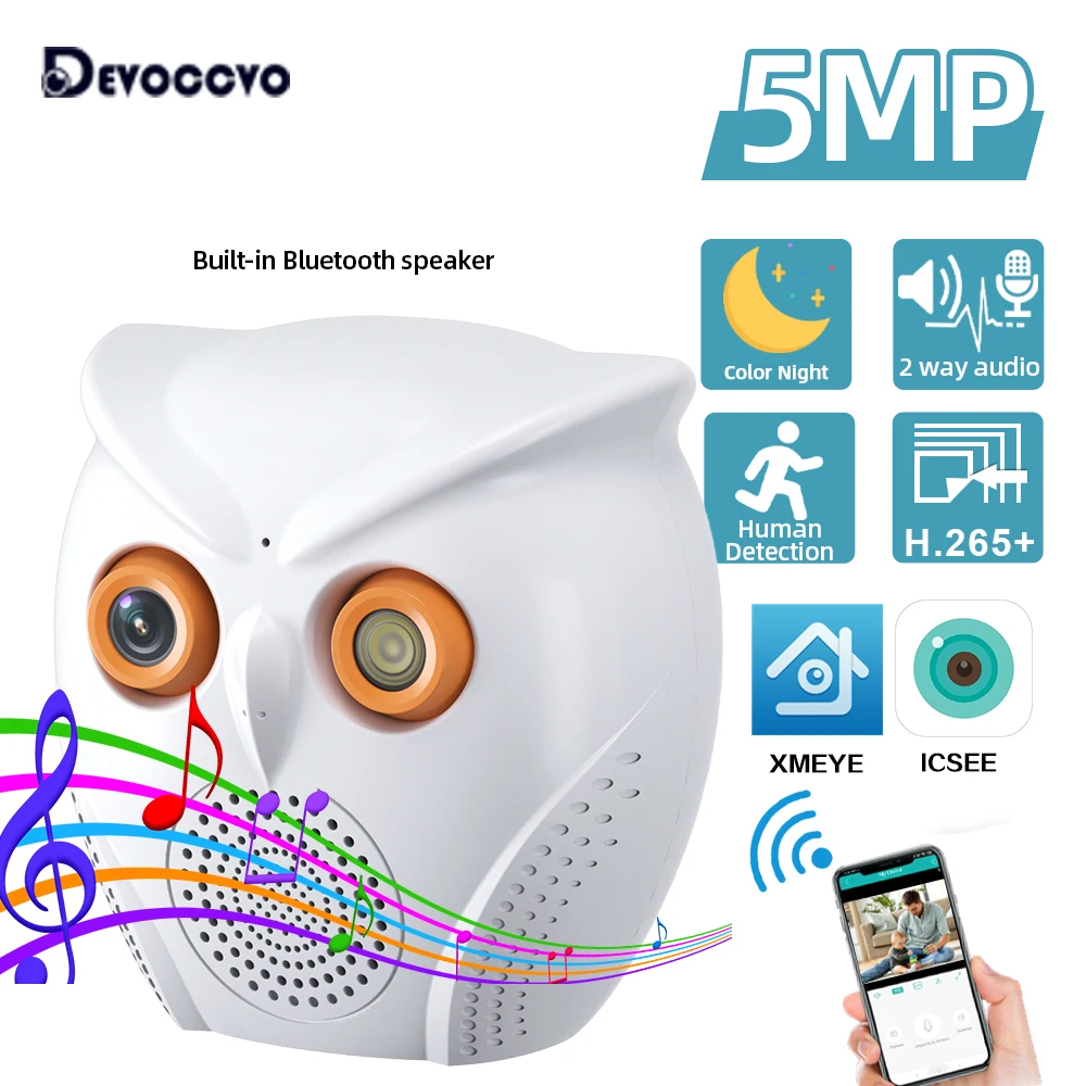 Draadloze CCTV Camera ICSEE 5MP met Bluetooth Speaker Kleur Nachtzicht WiFi Home Security Babyfoon Bewakingscamera 2K