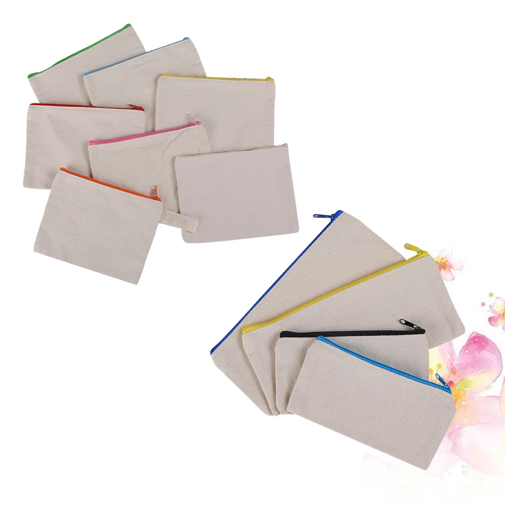 

10PCS Large Multifunction Student Canvas Easy Zipper Pencil Case Clean Multifunction Pencil Case Pen Box Travel Storage