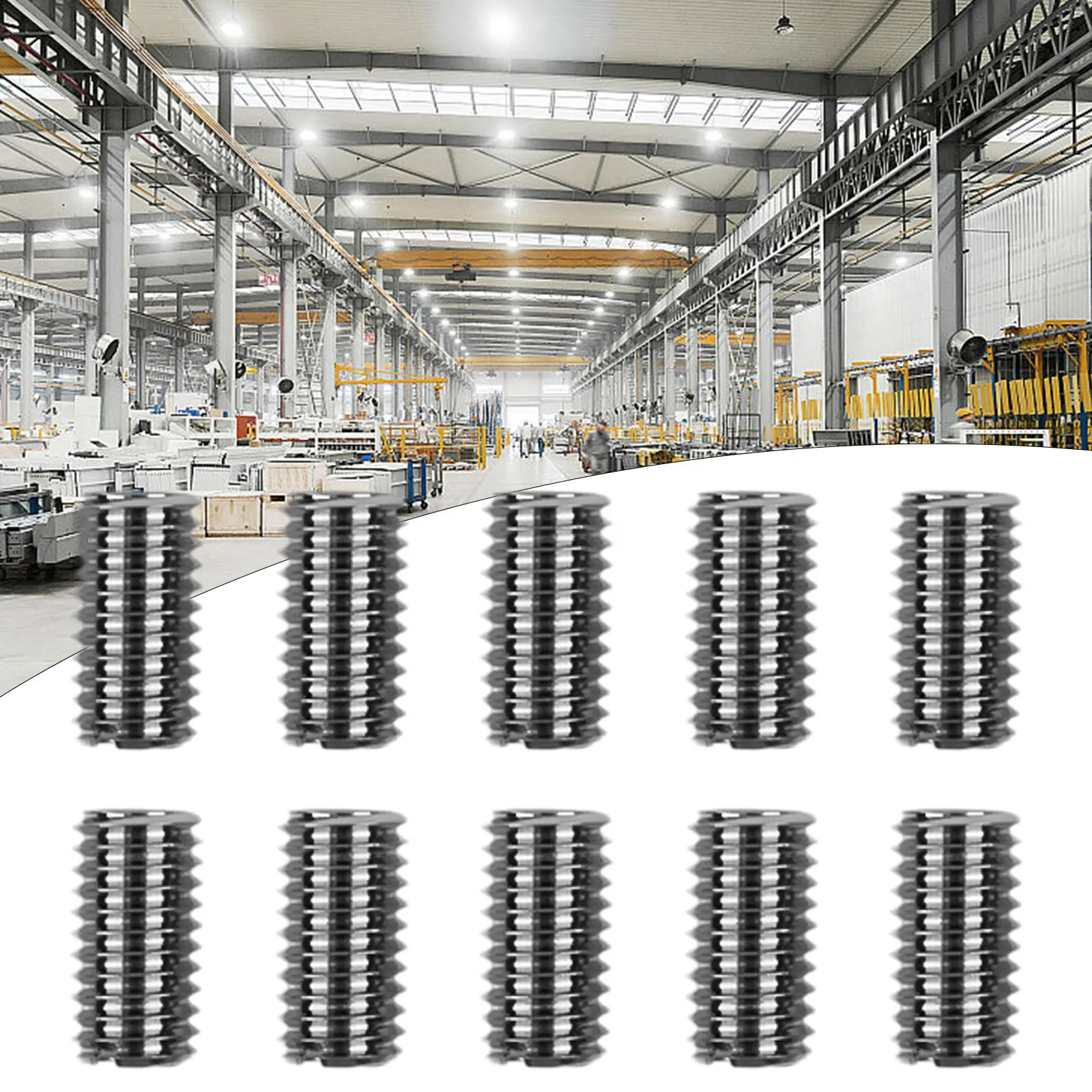 10 Pcs Thread Reducer Threaded Inserts Inner M6X1.0 Outer M8X1.25 Length 15MM Male Female Nut Stainless Steel Thread Repair Tool