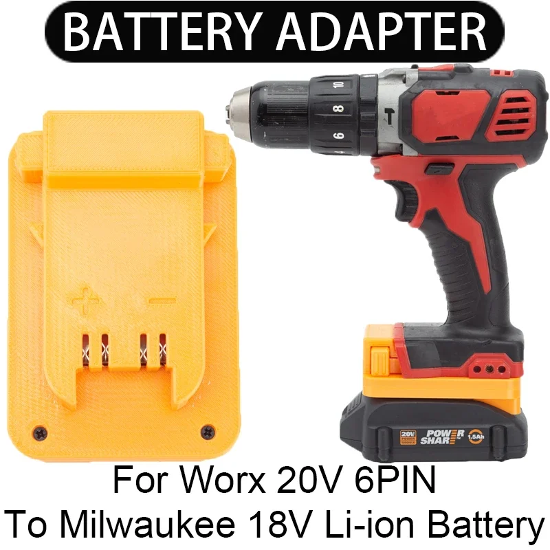 

Battery Adapter/Converter for Milwaukee 18V Tools to Worx 20V 6PIN Li-ion Battery Adapter power tool accessories