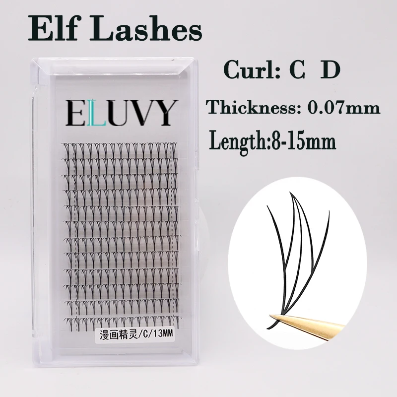 

ELUVY DIY готовые веерные наращивание ресниц Fox Spire в форме комиксов эльфа наращивание ресниц в форме шпиля с перьями цветение натуральные мягкие