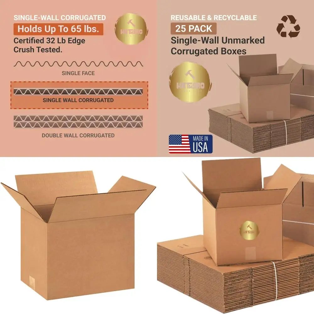 

Набор из 25 средних почтовых коробок | Картонные коробки из гофрокартона для упаковки, переезда и хранения - 15x12x10 дюймов