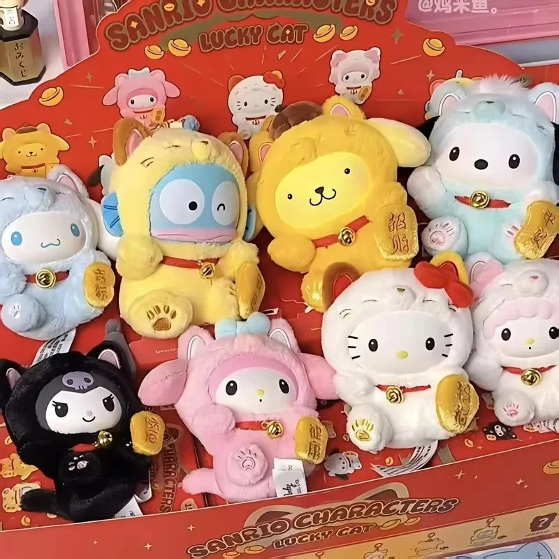 

[Genuine] In Stock Sanrio Lucky Cat Series Vinyl Cute Plush Doll New Year Hello Kitty Melody Trendy Toys Fan'S Surprise Gifts
