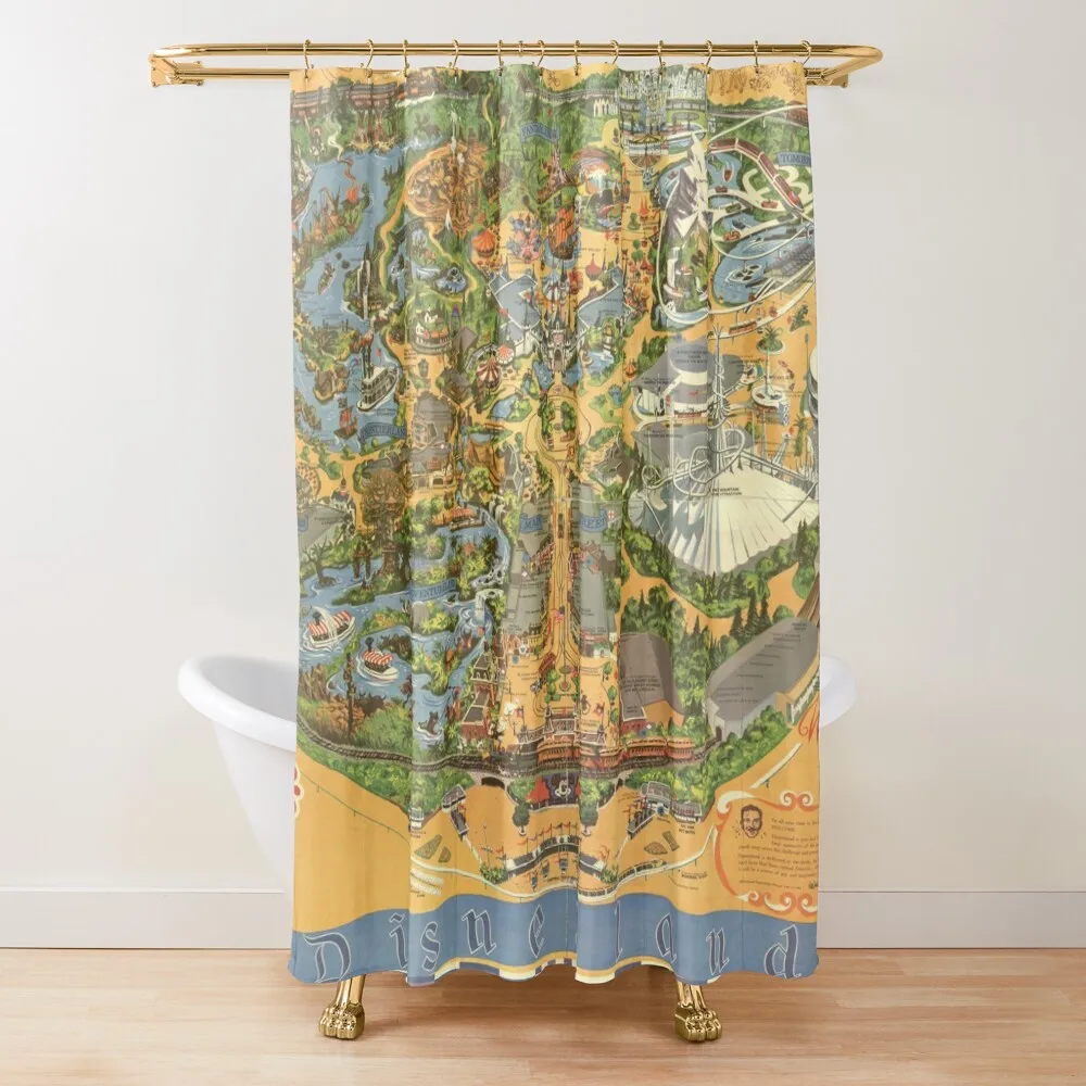 

Theme Park Vintage Map Shower Curtain Toilet Accessories Bathroom Waterproof Shower And Anti-Mold Bathroom Showers Curtain