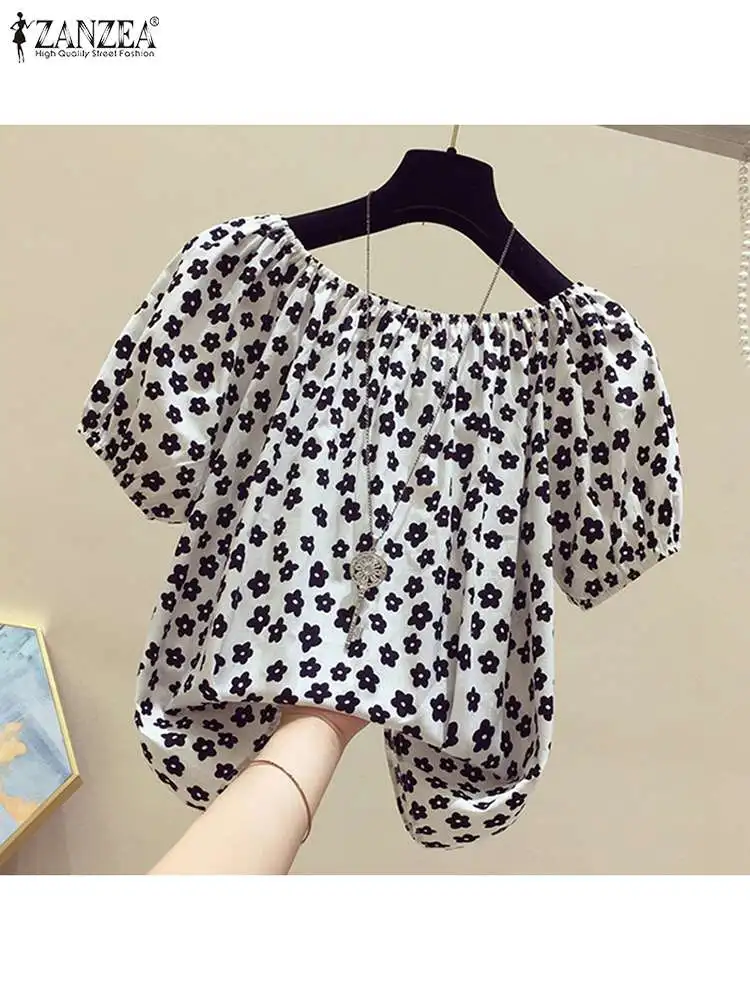 Summer Fashion Floral Printed Blouse ZANZEA Women Bohemian Holiday Tops Short Sleeve Work Blusas Casual Party Shirt Chemise 2024