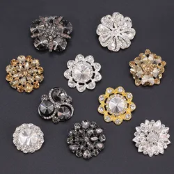 4Pcs/lot Shiny Rhinestone Metal Flat gold/silver/gun black Buttons DIY Dress Coat Sewing Clothing Decoration Accessories B082