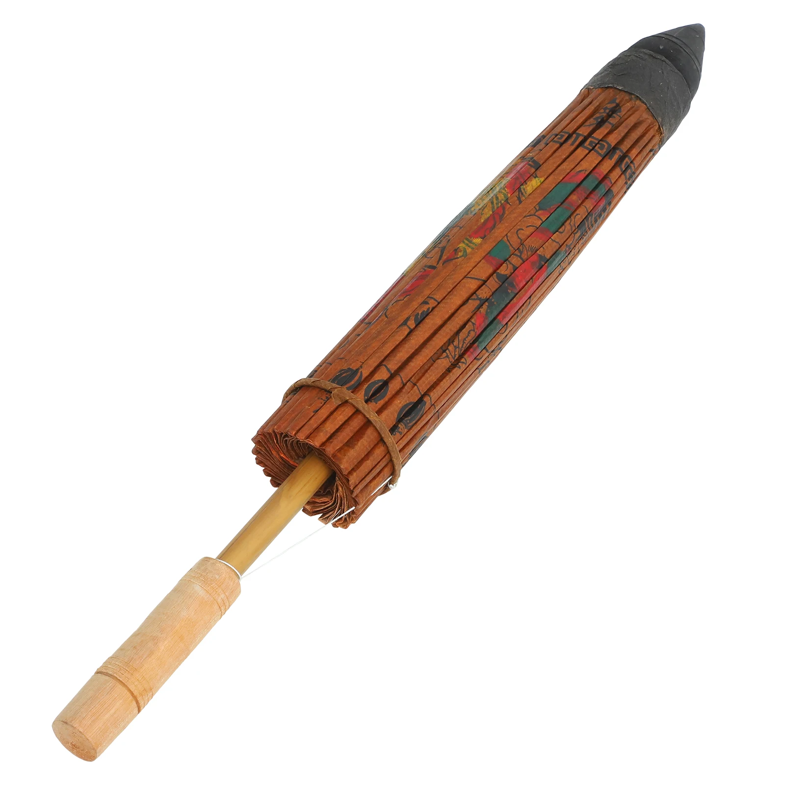 

Hand Painted Oil Paper Umbrella Unique Solid Wood Handle Smooth Polished Easy Hold Palm DIY Dance Parasol Chinese Rain