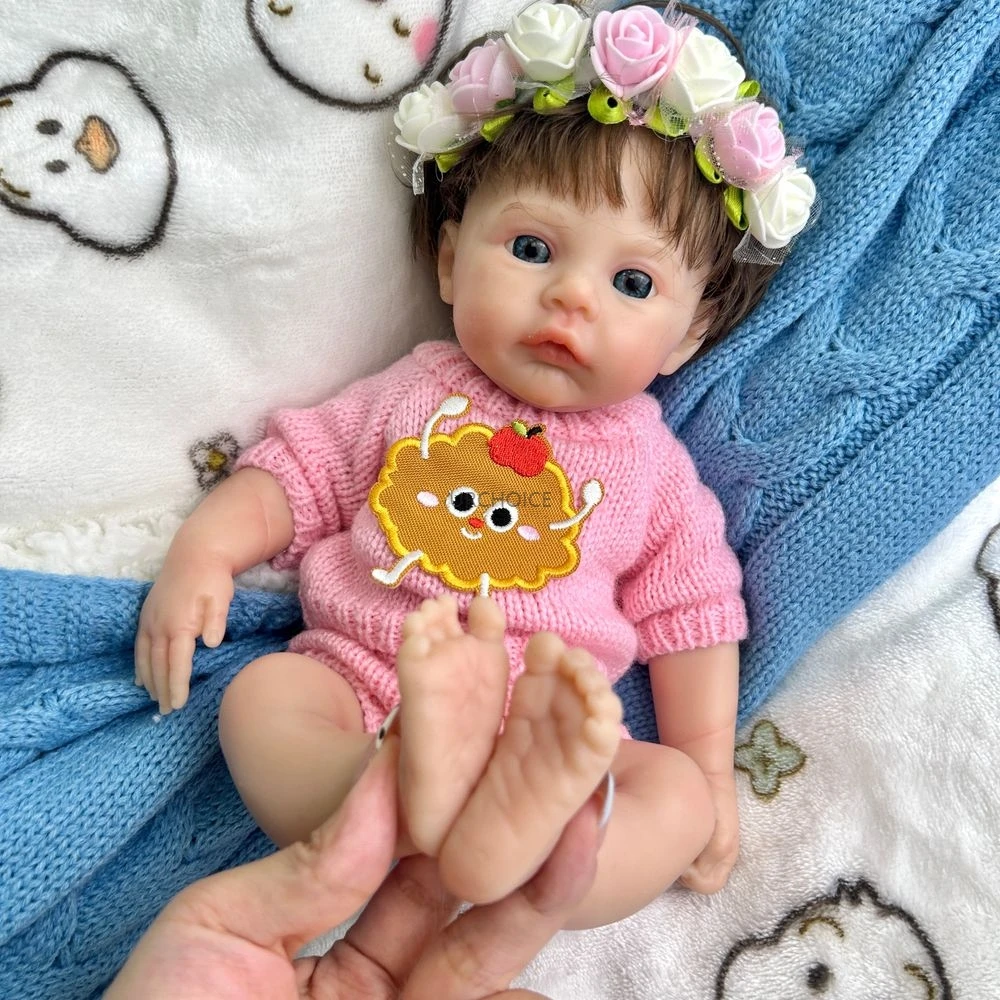 Realistische 12" siliconen reborn babymeisje met geworteld haar Full Body zachte wedergeboorte pop voor kunstenaar verzamelaars pop verjaardagscadeaus