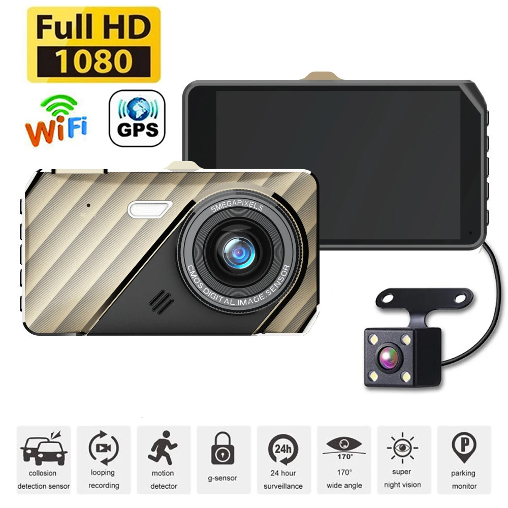 Car DVR 1080P Full HD Drive Video Recorders Rear View Camera Dual Lens GPS WiFi Dash Cam Night Vision Parking Monitor Black Box