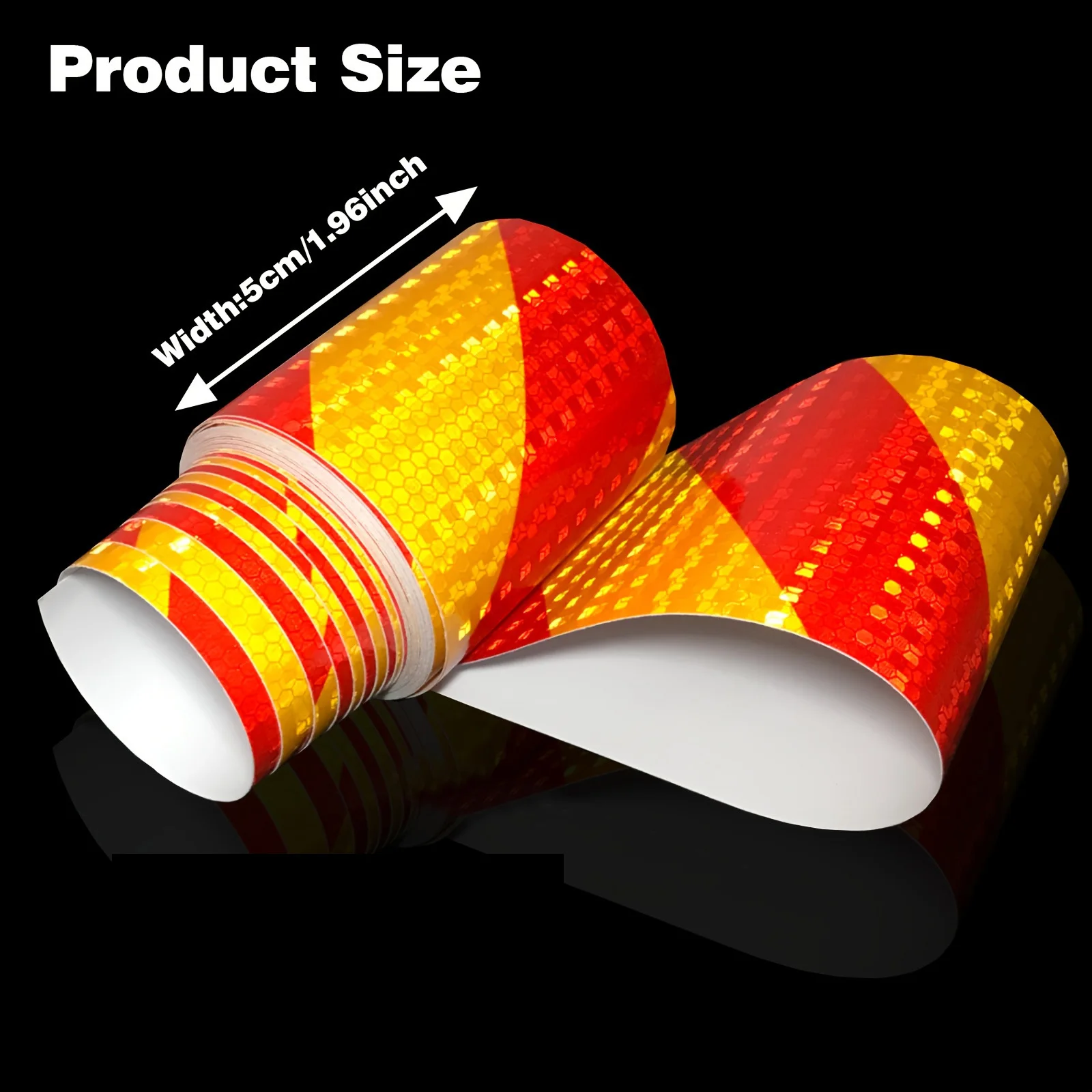 5CM*4.5/9.8M Red Yellow Twill Reflective Tapes Waterproof Adhesive Strips Hazard Reflector Warning Conspicuity Stickers