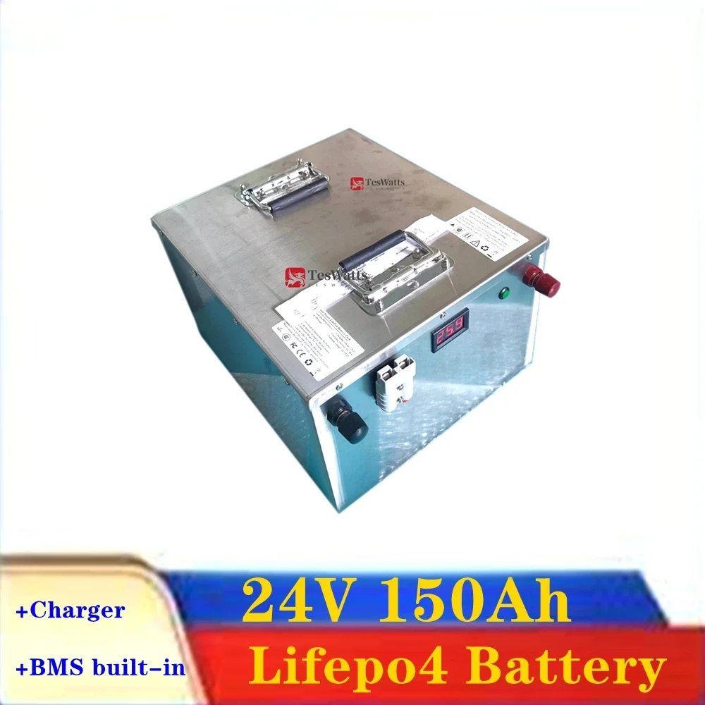 Large capacity 24V 150Ah Lifepo4 battery RV special battery solar outdoor energy storage battery power supply +20A charger