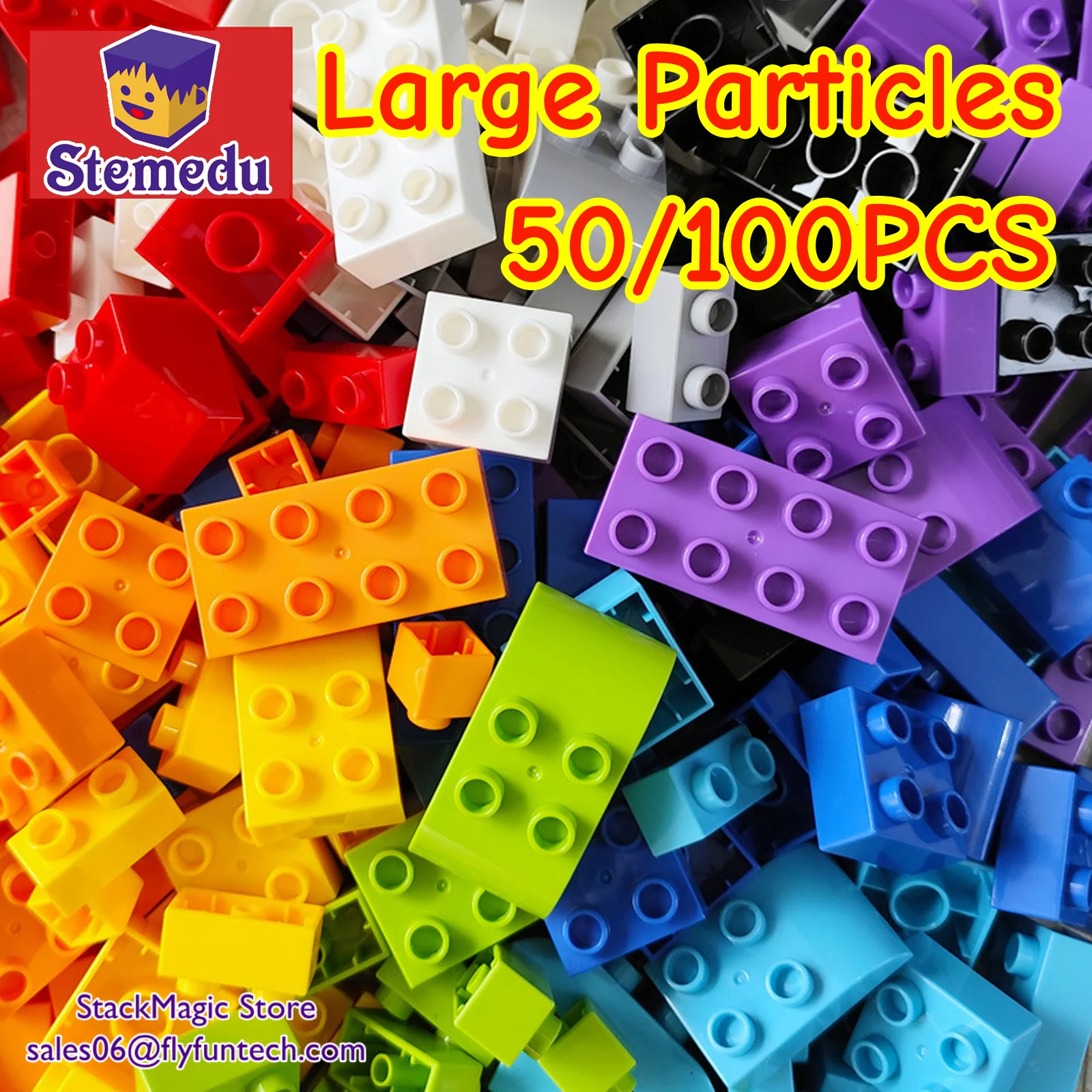50/100pcs Bulk Big Building Blocks DIY Random Color Assembly Basic Part Classic Model Brick Set Educational Kid Toy Gift