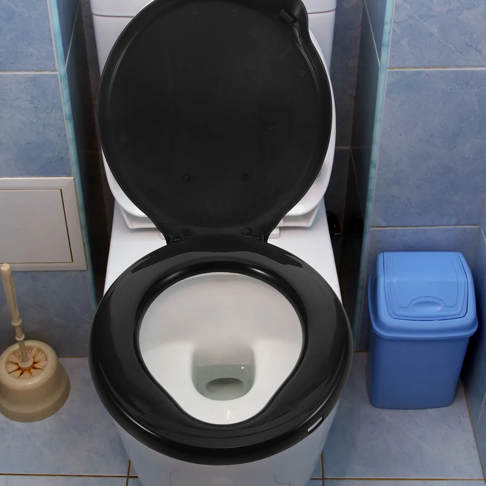 

Portable Emergency Toilet Seat Black Plastic Lid Compact Easy Carry Car Camping Hiking Rv Travel Outdoor Toilet Seat Cover