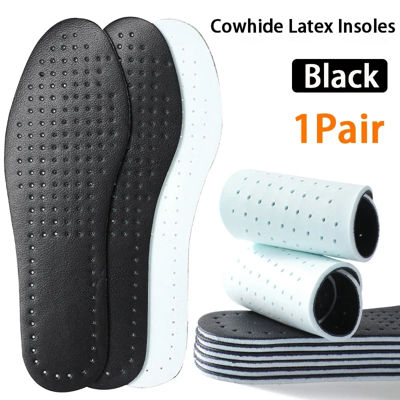 1pair Soft and Comfortable Sneaker Insoles Latex Cowhide Insole Elastic Shock-absorbing Soles Breathable Sweat-absorbing Insoles