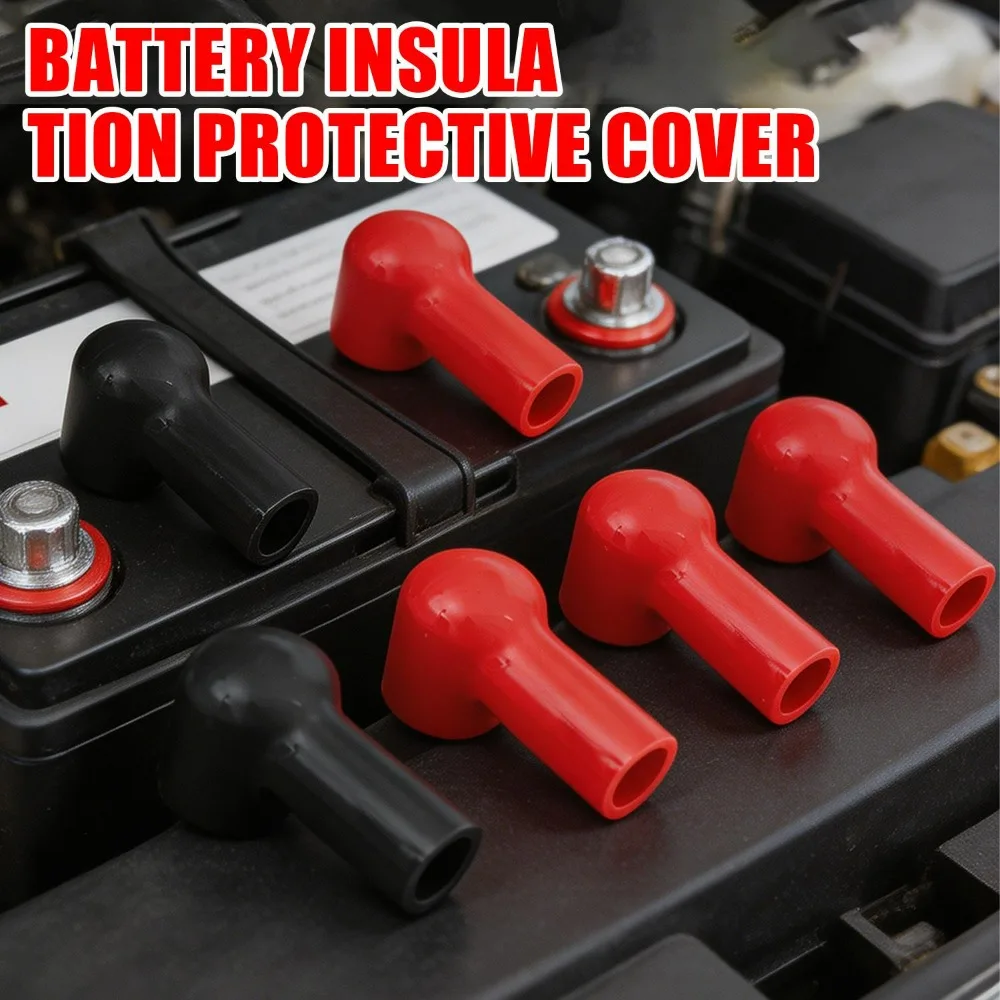 Car Battery Terminal Cover Flexible PVC Insulation Boot Pipe Shape Protector Cap Positive Negative Red Black Auto RV Marine Part