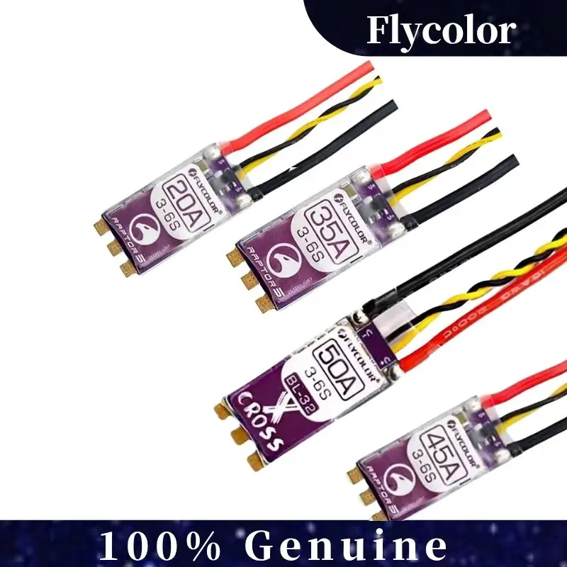 

FLYCOLOR Raptor 5 20A 35A 45A 50A Многороторный бесщеточный ESC 3-6S 32-битный G701 PWM 128K для гоночного дрона RC FPV