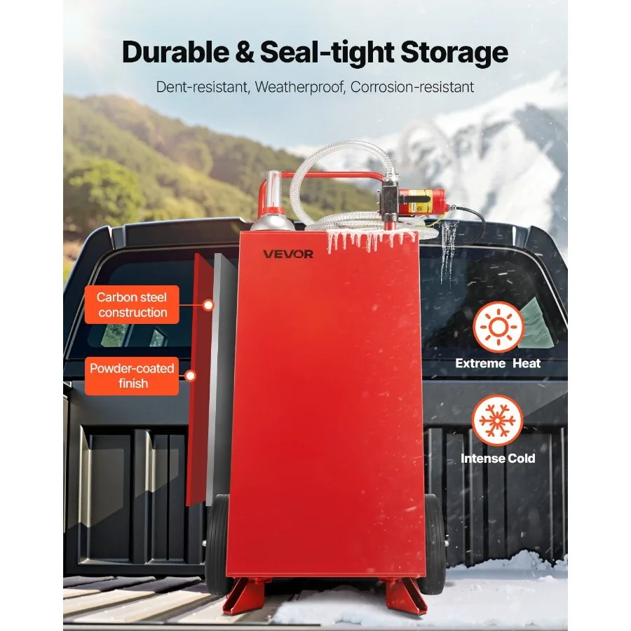 30 جالون علبة الغاز ماكس تدفق 32L دقيقة خزان الديزل مع مضخة كهربائية خزان الديزل مع 2 عجلات 10 أقدام خرطوم الغاز الحاويات