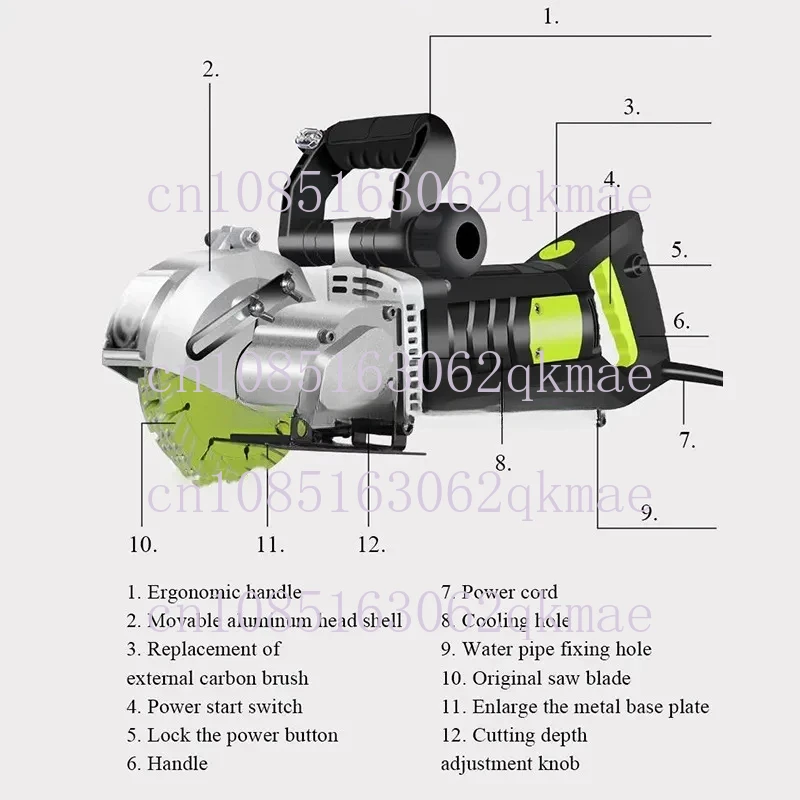 Electric Wall Chaser Groove Cutting Machine Wall Slotting Machine Dustproof and Laser Sighting Steel Concrete Circular Saw