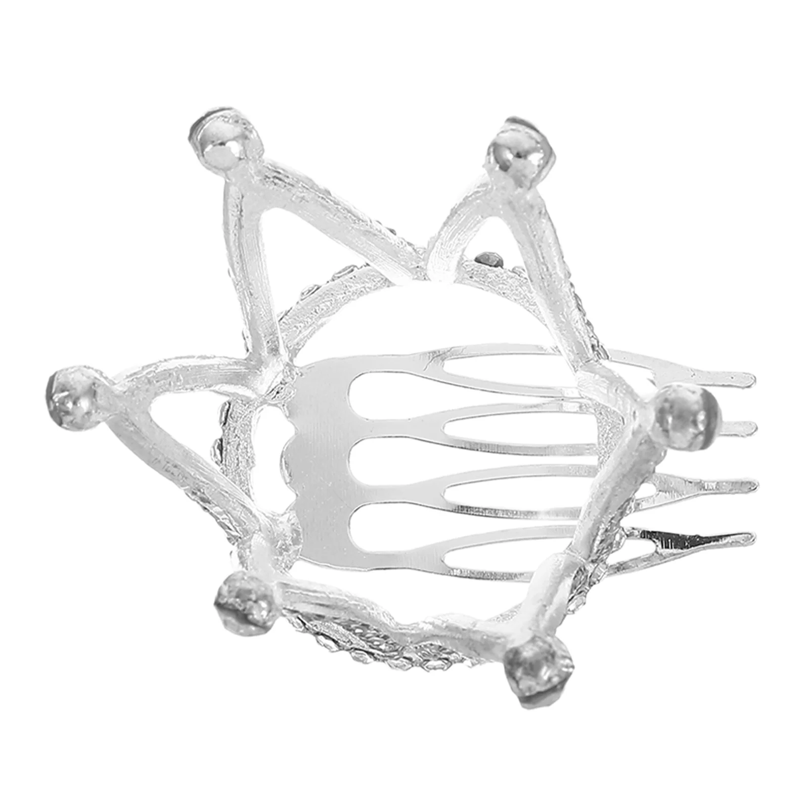 

Flower Silver Tiara Hairband Rhinestone Alloy Crown Pattern Wedding Engagement Party Hair Clip Diamond Look