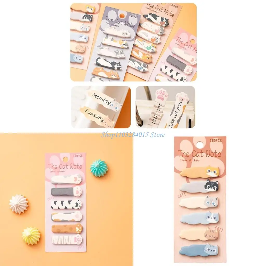 R6FF 180 fogli kitten Note adesive Pagina Marker Note adesive Adesivo per indice del pad memoria