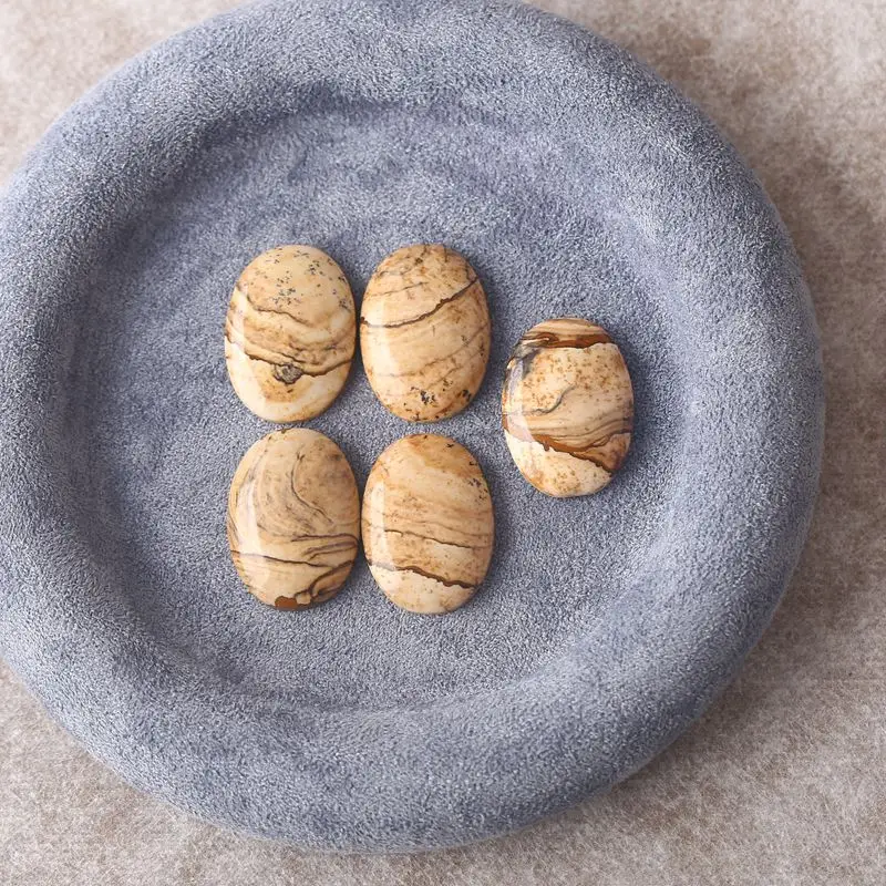 

5 шт. полированные овальные подвески из яшмы с натуральным землистым узором, драгоценный камень для бохо и ремесленных ювелирных изделий 25x18x5 мм-17,3