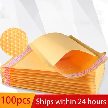 100pcs/set Kraft paper bubble envelopes bags mailers padded shipping envelope with bubble mailing bag with different specifications