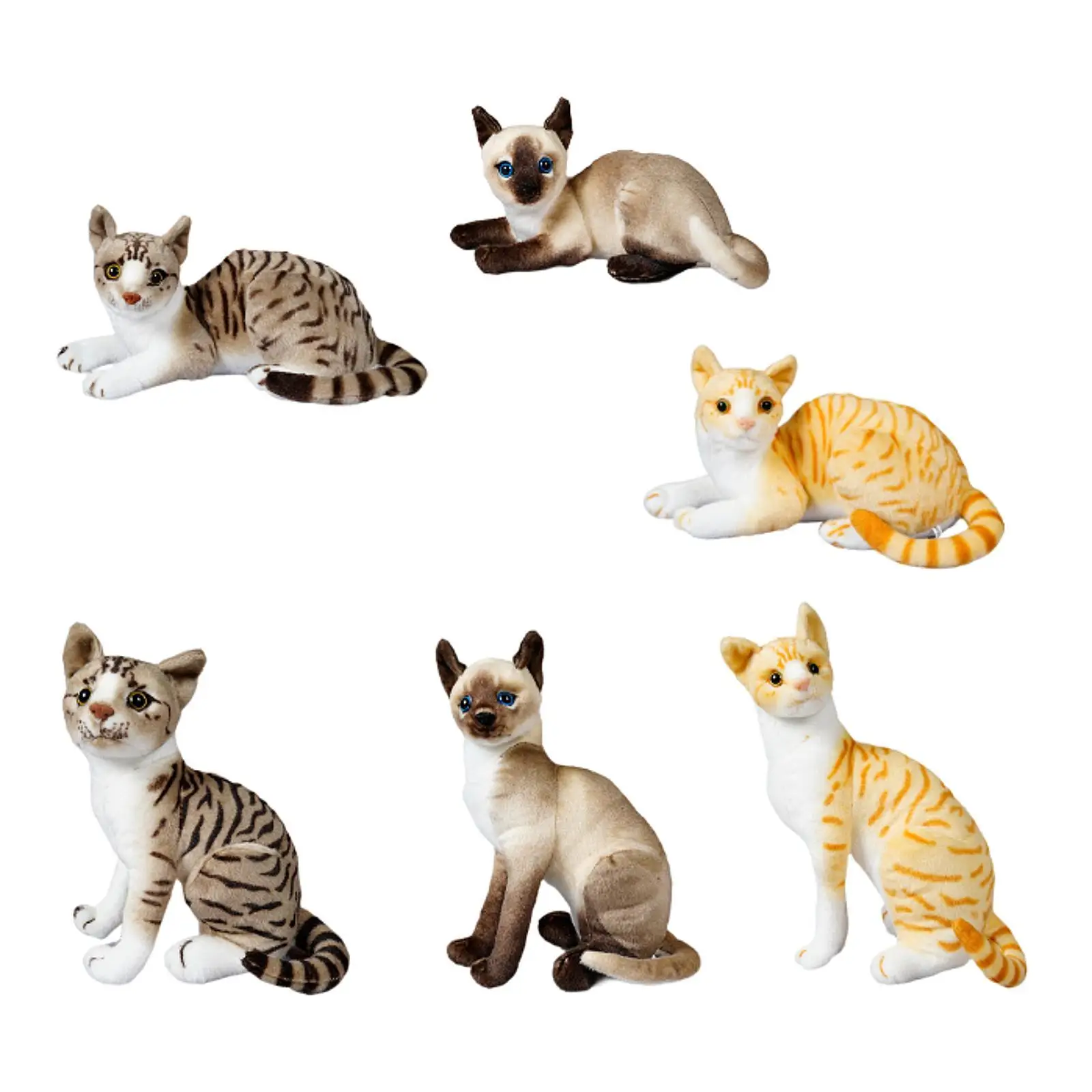 

Cat Plush Toy Collectible Home Decoration Realistic Plush Cat Doll for Teens