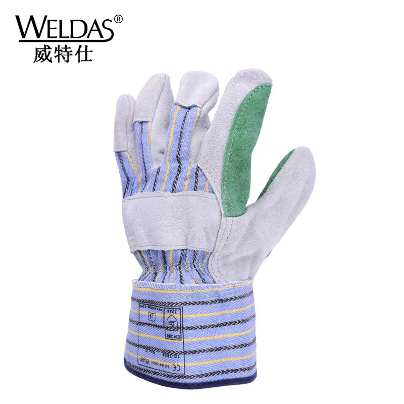 Labor Protection Work Gloves Series Cow Two-Layer Neck Leather Full Double-Layer Leather Palm 10-2806