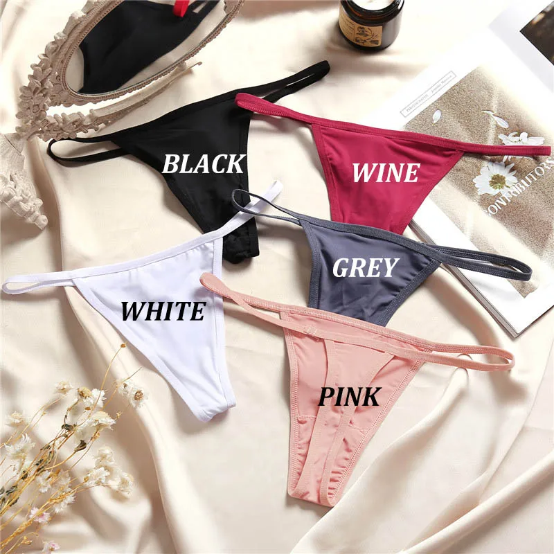 5Pcs Women Sexy G-String Panties Thin Strap Thong Underwear Intimate Thong Low Waist Briefs Lingerie T-back Panty Soft Lingerie