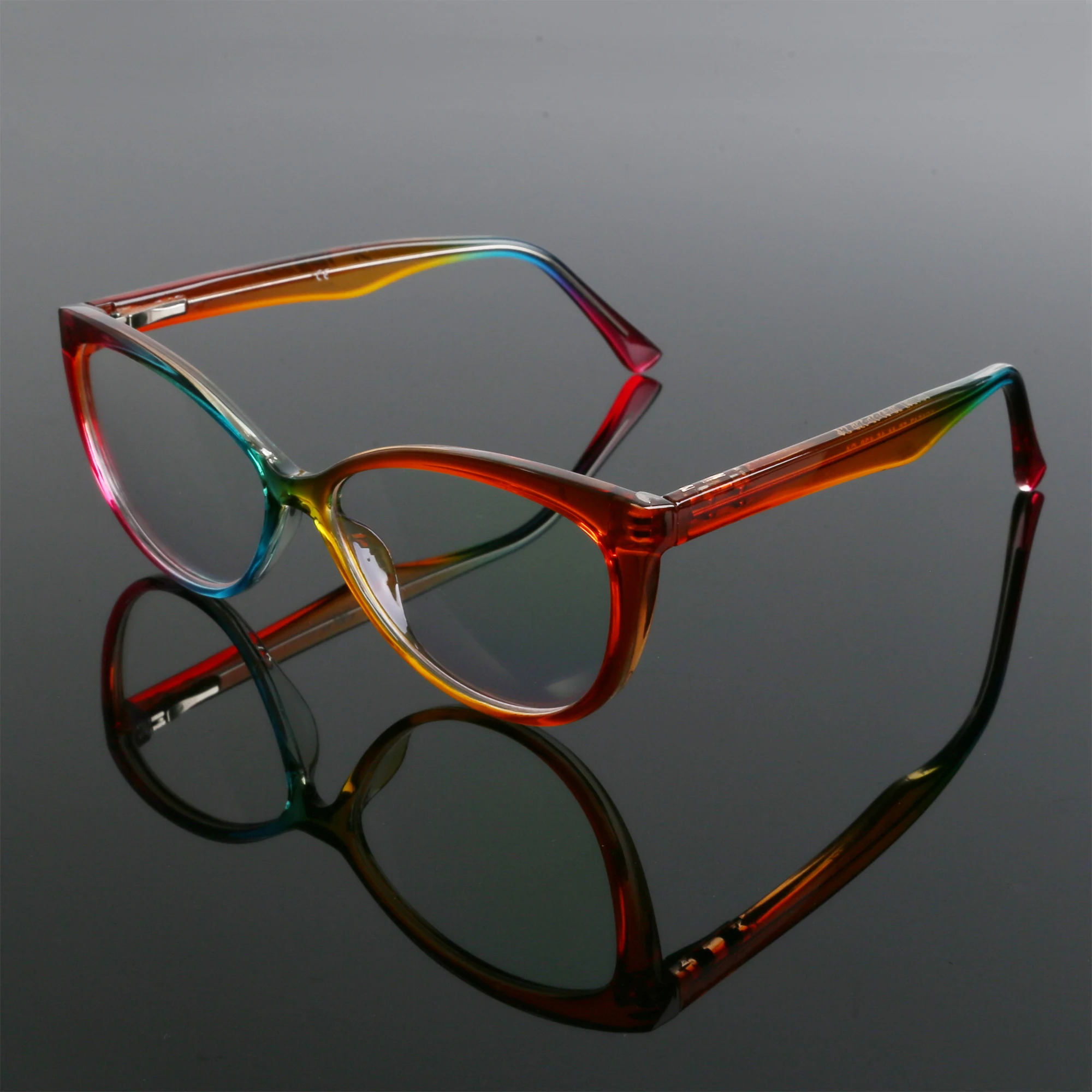 

Unique Rainbow Cat Eye Eyeglasses Frames Women Fashion Vintage CP Spring Hinge Optical Glasses Frame Female Shades Gafas De Sol