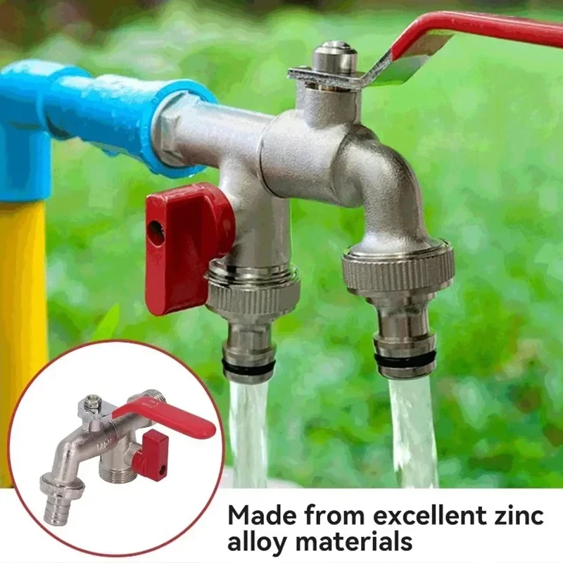 

90 Degree Valve Faucet Industrial Home Brass Water Tap Single/Double Irrigation Zinc Alloy Garden Bibcocks Lever Handle Taps