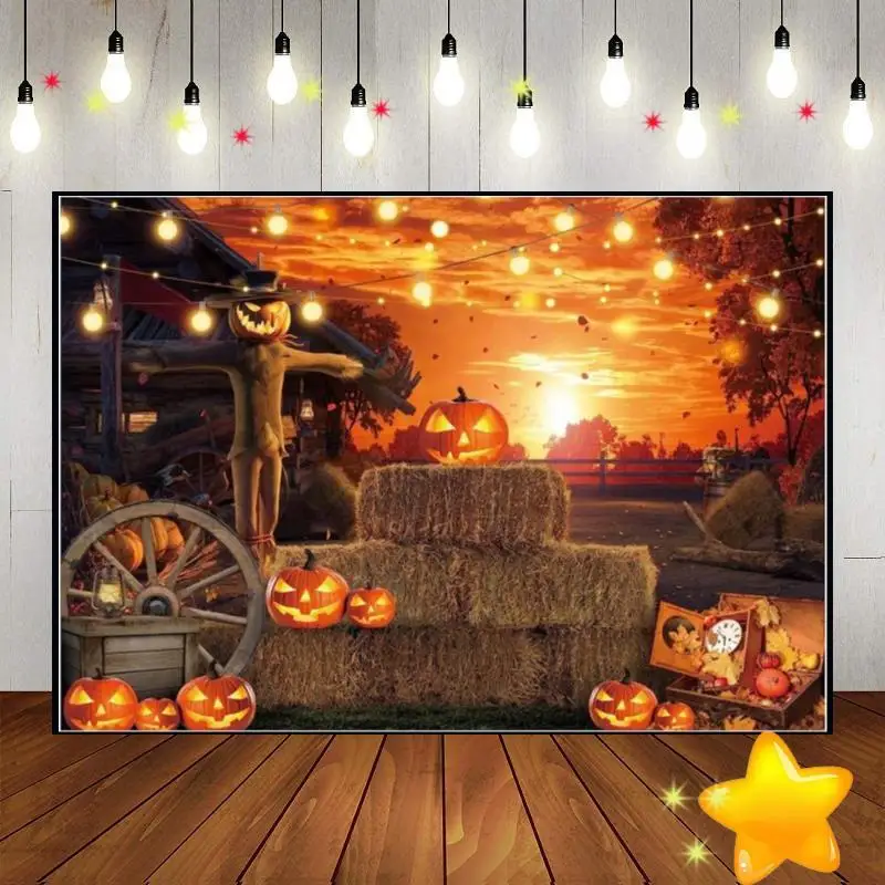 Halloween Background Horrible Photo Gloomy Woods Graveyard Baby Shower Spider Photography Backdrops Bat Lantern Skull Dense Fog