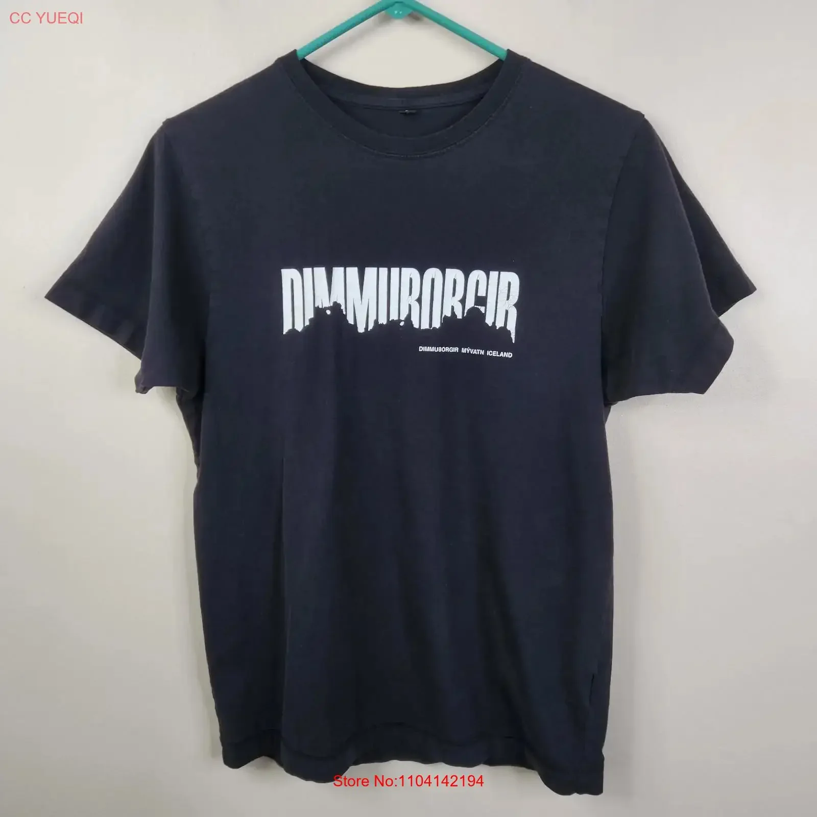 Camiseta Continental Dimmu Borgir Myvatin Iceland com Faixa Frontal Pequena, Vintage, Lavada, Respirável, Roupa de Designer Versátil