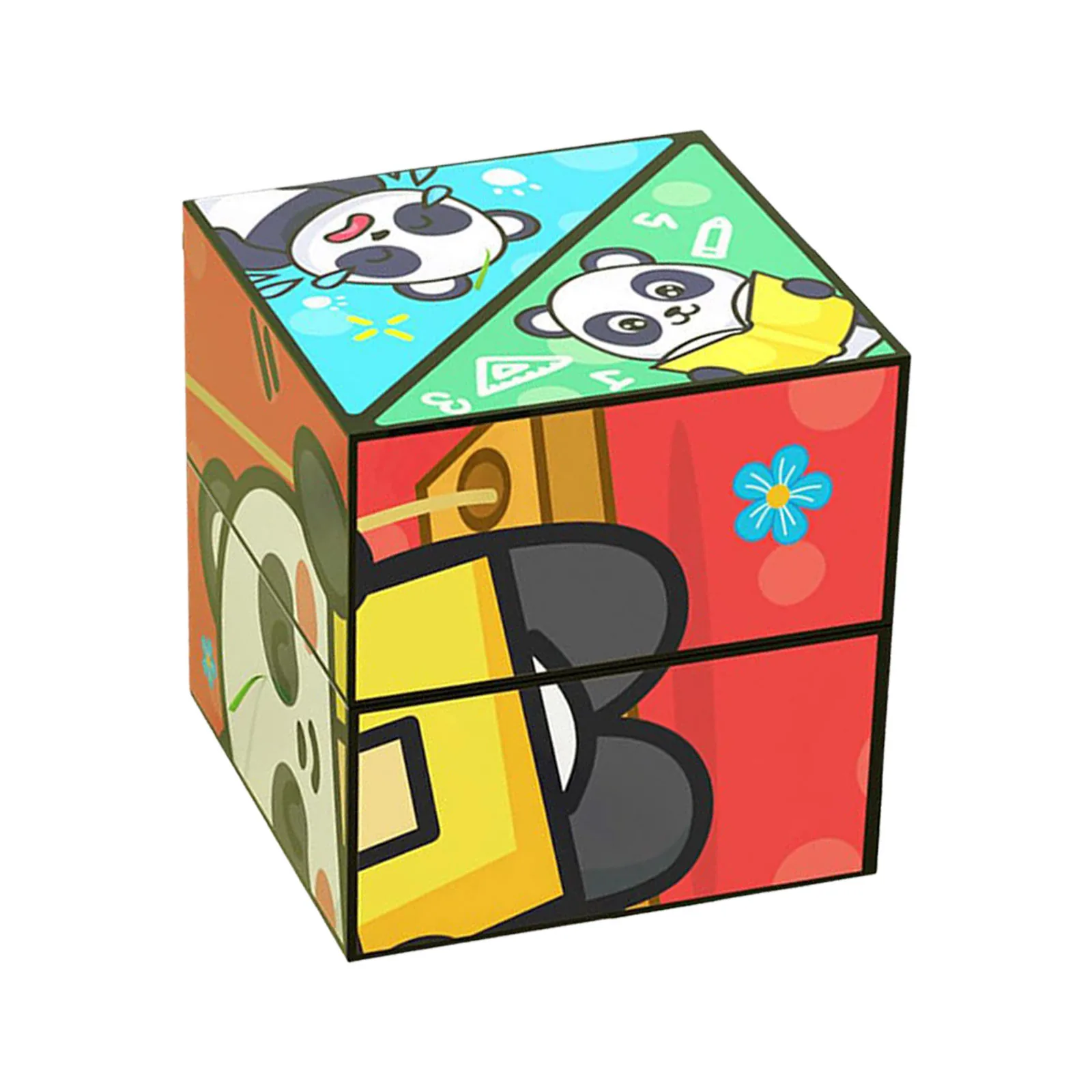 Jogos para 2-4 anos dobrável panda cubo conjunto 3d deformado cubo alívio do estresse construir um presente para o estresse e a criança matemática idade 2