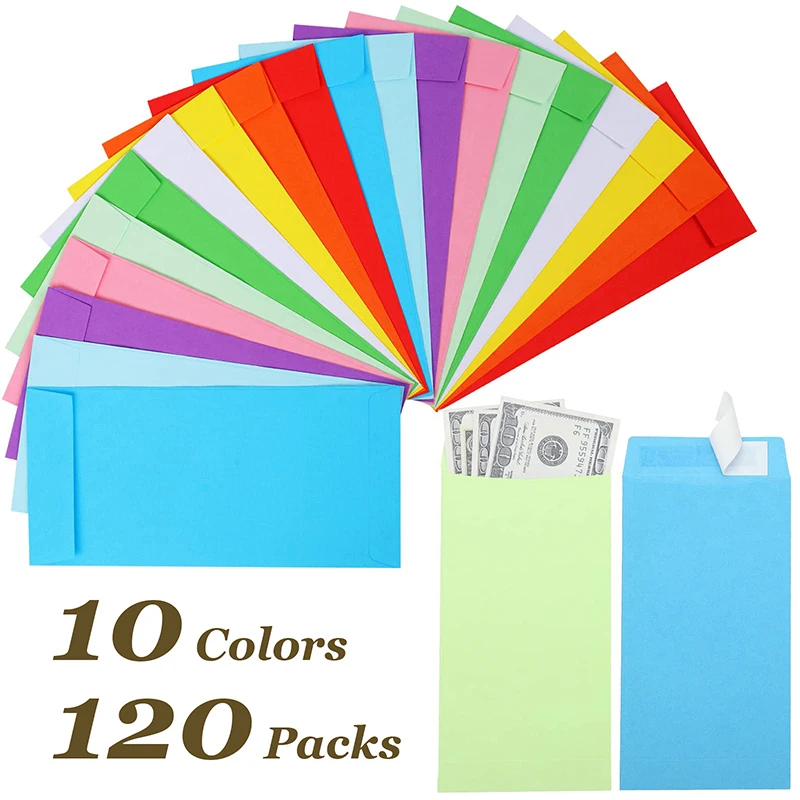 

120 Pcs Self Adhesive Envelope Budget Cash Saving Envelopes Money Organizer Packaging Gifts Color Gummed Paper Challenge Home