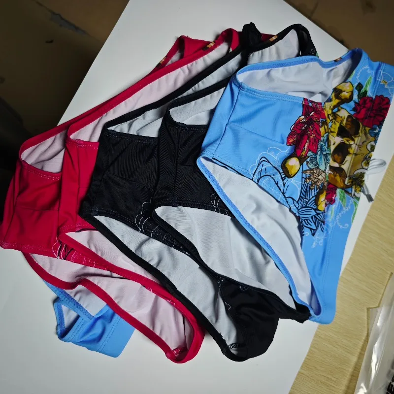 

2026 Combination Printed swimming trunks men's sports beach swimsuit punk personality European and American men's briefs 10003