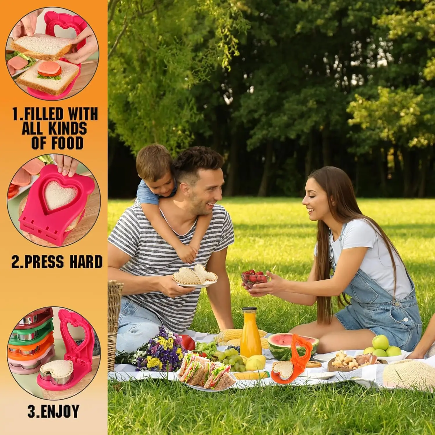 Sandwich Cutters Set for Kids Children With Fruit Forks and Vegetable Fruit Shape Cutter Bento Box Lunchbox Accessories