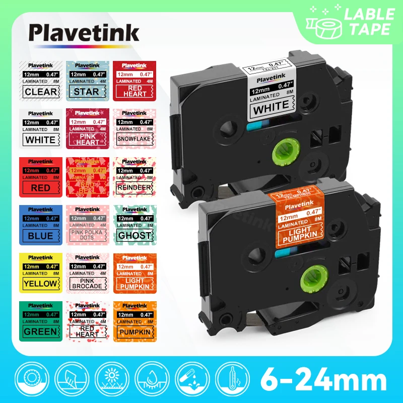 

PLAVETINK Pattern Tapes Compatible for Brother TZE231 Tze-231 12mm label tape for P Touch printers TZe131 tz231 221 TZe-MPPD36