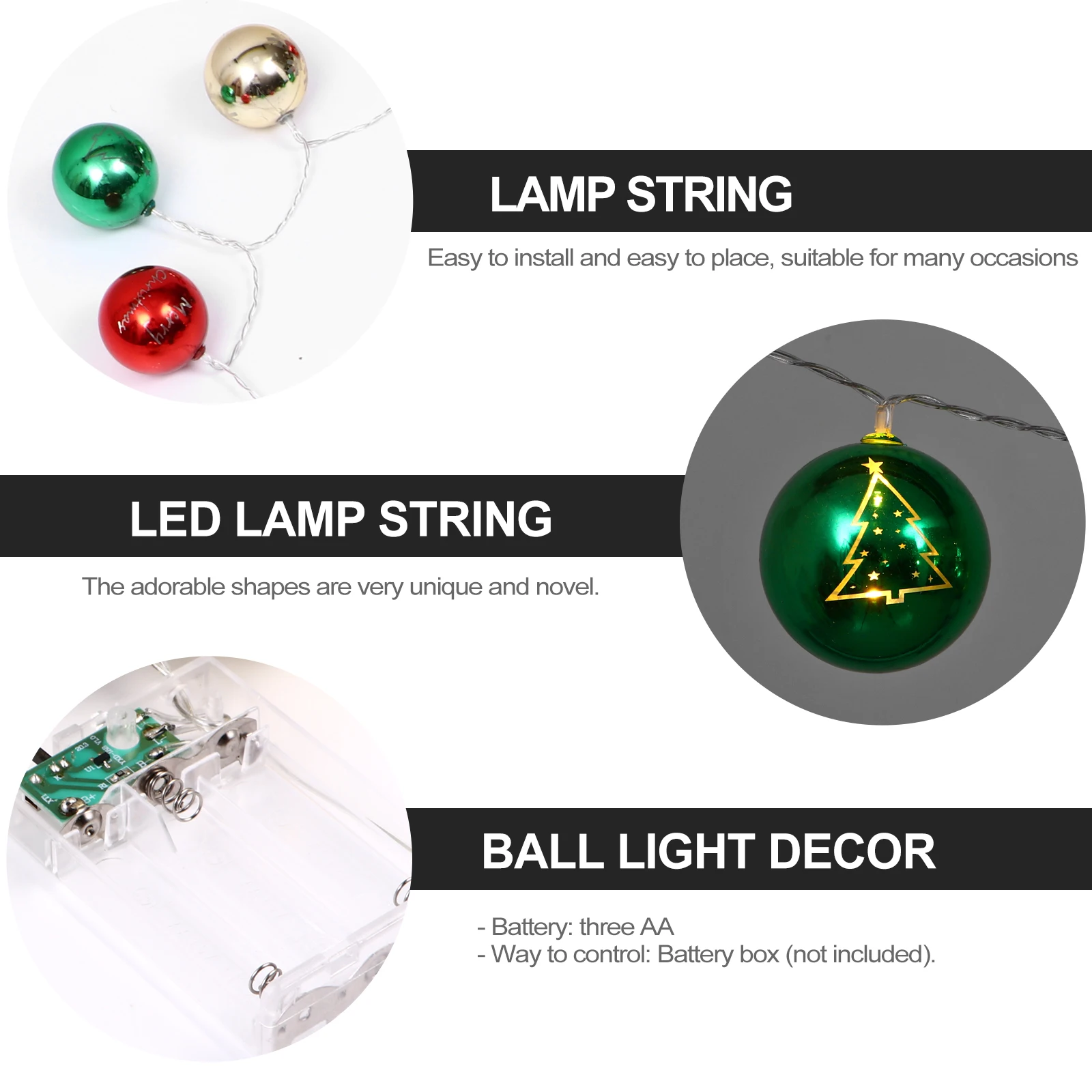 

USB Christmas Ball Light String Decor Ornament Pentagram Decorations Xmas Ornaments