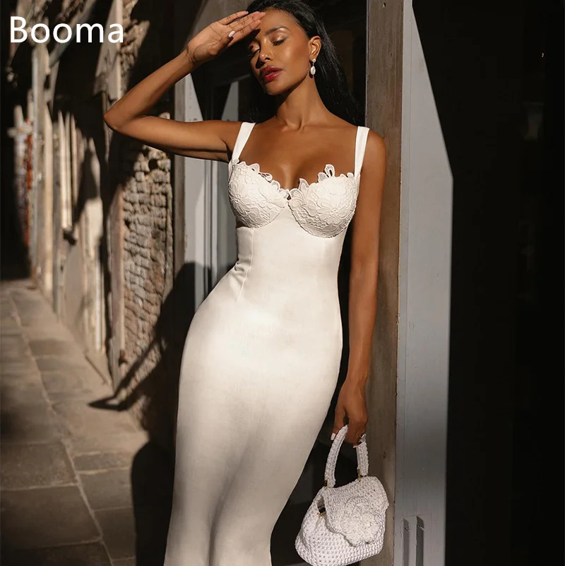 

Booma Mermaid Wedding Dresses Long Spaghetti Strap Lace Appliques Sleeveless Elegant Brides Gown Custom Made 2025