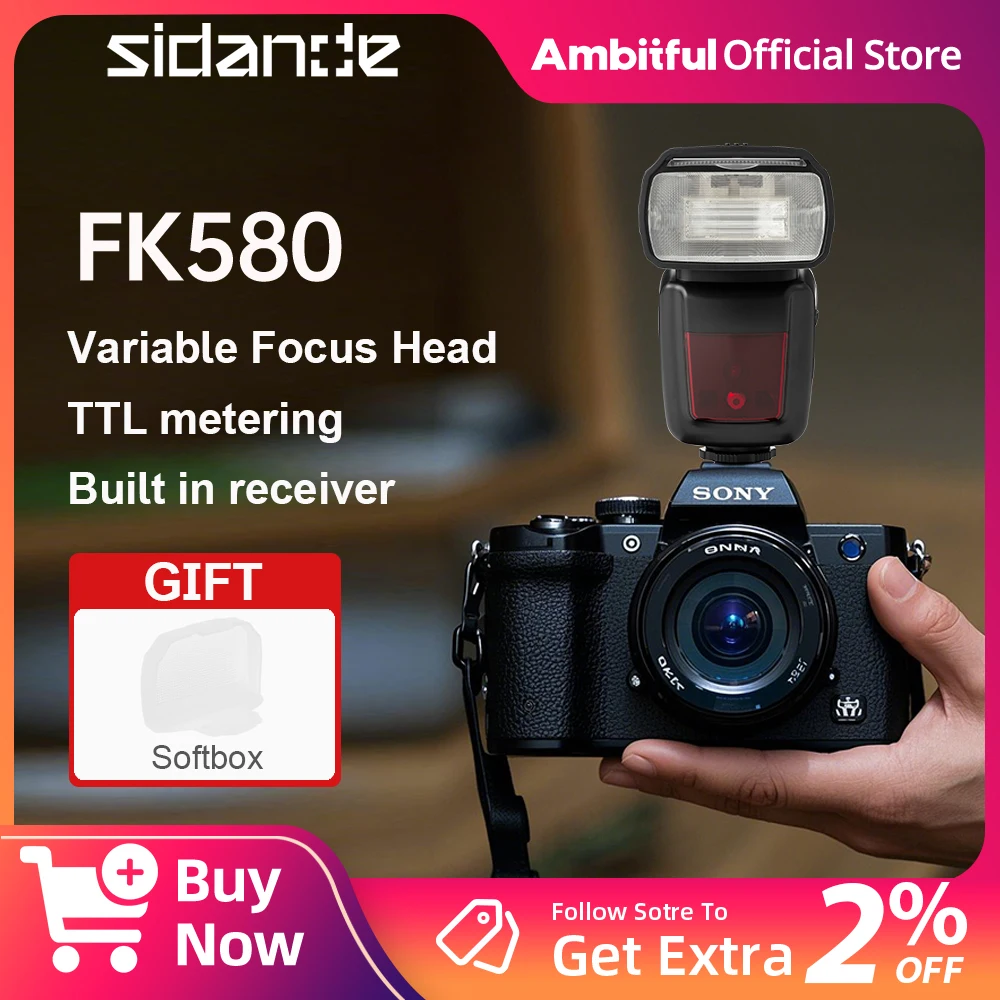 

SIDANDE FK580 GN58 Flash Light Speedlight Speedlite Universal for Fujifilm Olympus Nikon Canon Camera Sony
